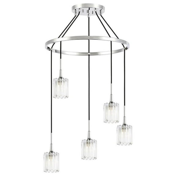 Woodbridge Lighting Regent Park 5Lt Glass Chandelier in Chrome/Petite Swizzle