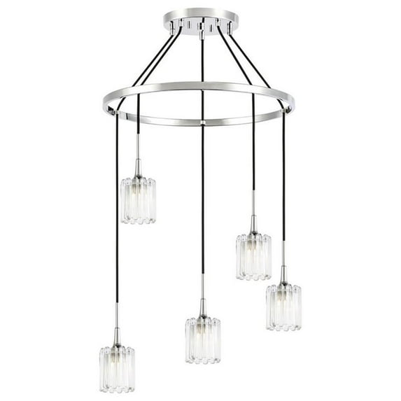 Woodbridge Lighting Regent Park 5Lt Glass Chandelier in Chrome/Petite Swizzle