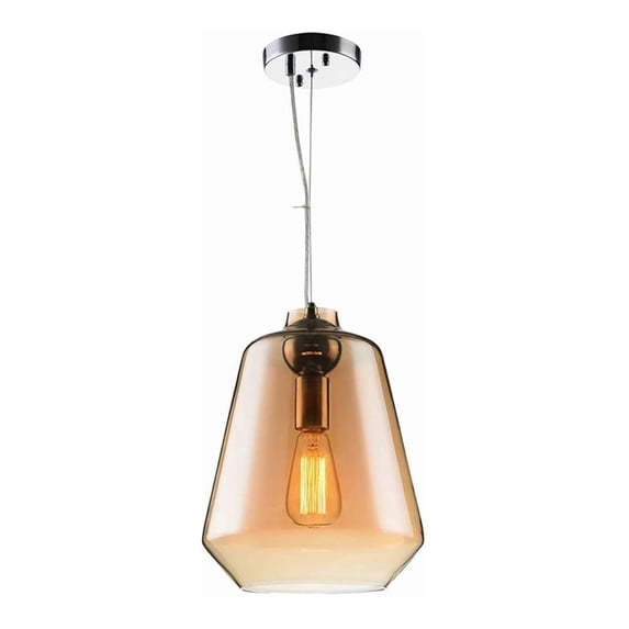 Woodbridge Lighting Sanoma 1 Light Steel Pendant in Chrome/Plated Amber Smoke