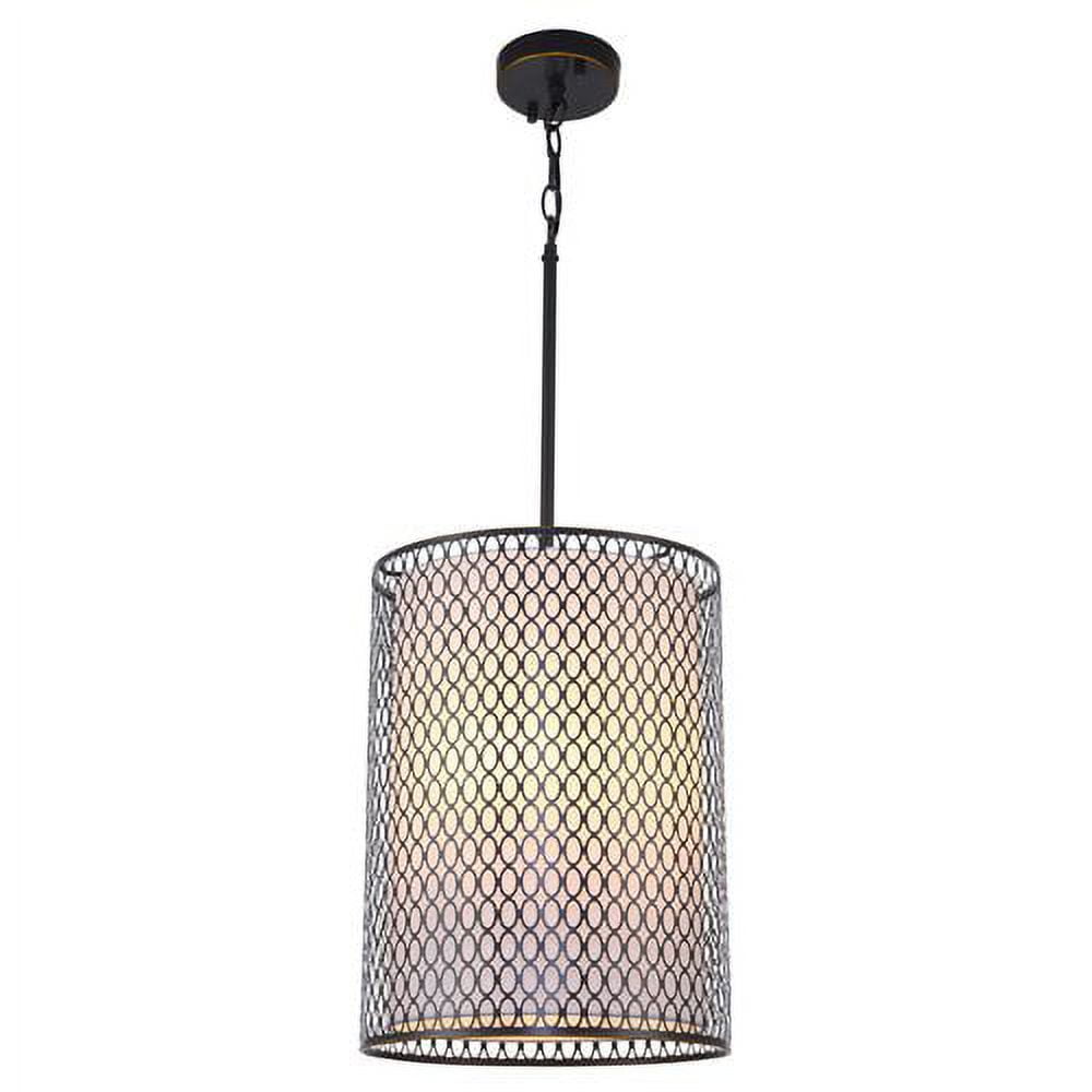 Spencer Transitional 3-Light Fabric Pendant in Satin Nickel