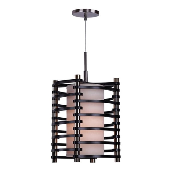 Woodbridge Lighting Steps Round Wood 1 Light Mid Pendant in Nickel/Espresso
