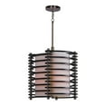 thumbnail image 1 of Woodbridge Lighting Steps Round Wood 3-Light Pendant in Brushed Brass/Espresso, 1 of 2