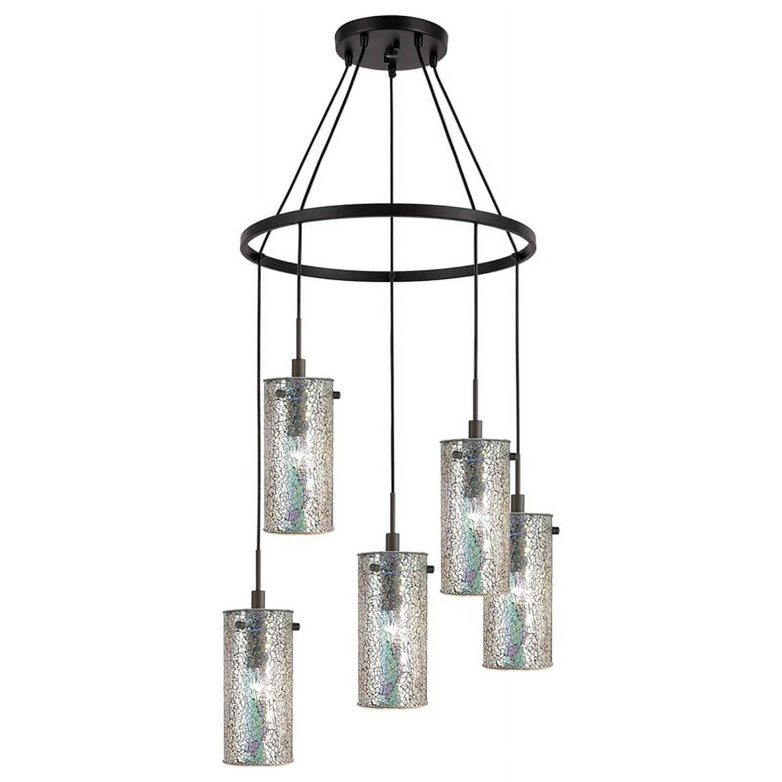 Woodbridge Lighting Tube 5Light Glass Chandelier in Bronze/Mosaic