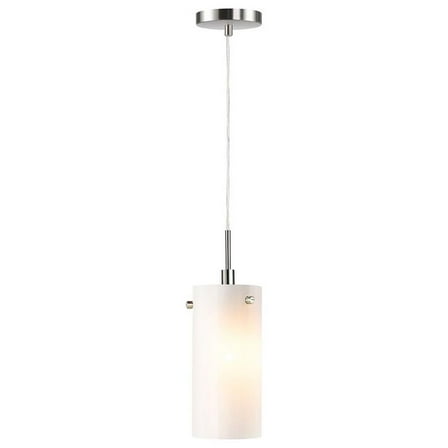 Woodbridge Lighting Tube Eclipse 1-Light Faux Opal Glass Mini Pendant in Nickel
