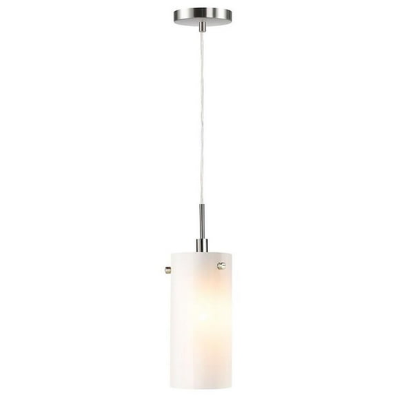Woodbridge Lighting Tube Eclipse 1-Light Faux Opal Glass Mini Pendant in Nickel