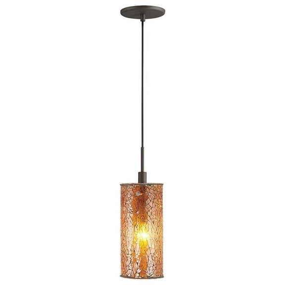 Woodbridge Lighting Tube Eclipse Metal Mini Pendant in Mosaic Amber/Bronze
