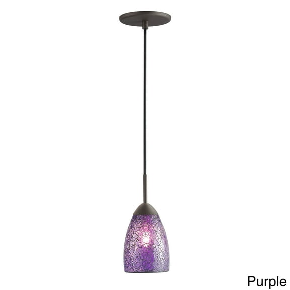 Woodbridge Lighting Venezia 1-Light Glass Mini-Pendant in Bronze/Mosaic Purple