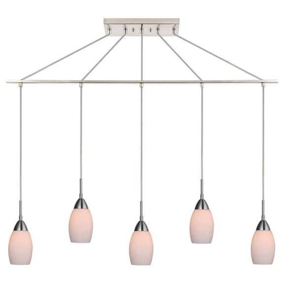 Woodbridge Lighting Venezia 5-Light Glass Linear Pendant in Satin Nickel/Opal