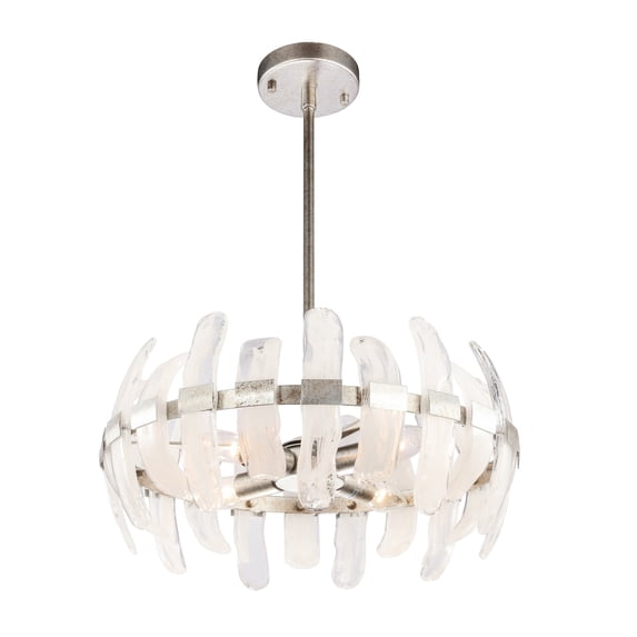 Woodbridge Lighting Vinchenzo 4-Light Glass Chandelier in Aged Silver