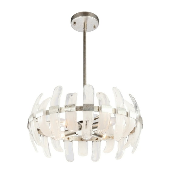 Woodbridge Lighting Vinchenzo 4-Light Glass Chandelier in Aged Silver