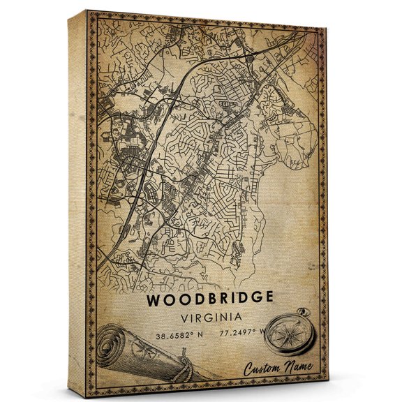 Woodbridge Map Poster, Virginia Map Art Poster, Canvas, Woodbridge Map City vintage Poster, Street Map Artwork Poster, Woodbridge Map Canvas - 89AZ666