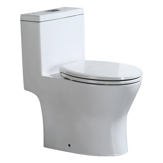 Woodbridge T-0031 Short Compact Tiny One Piece Toilet with Soft Closing Seat, Small Toilet