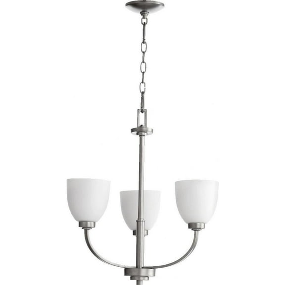 Woodbury Croft 3 Light Chandelier in Bailey Street Home Home Collection Style 22 inches Wide By 22 inches High-Classic Nickel Finish-Satin Opal Glass