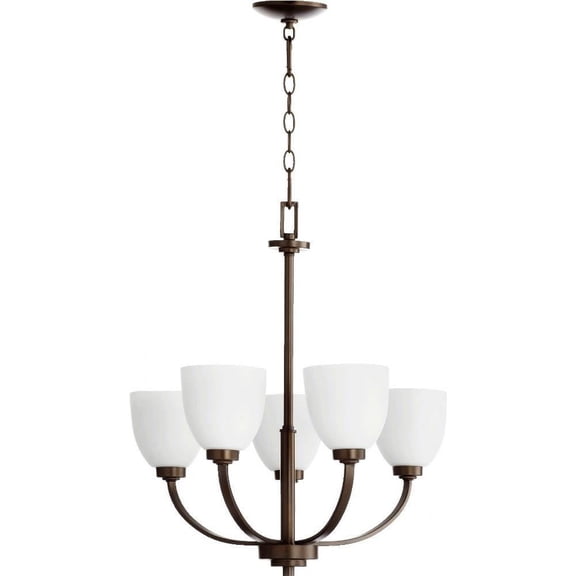 Woodbury Croft 5 Light Chandelier in Bailey Street Home Home Collection Style 26 inches Wide By 24.25 inches High-Oiled Bronze Finish-Satin Opal Glass