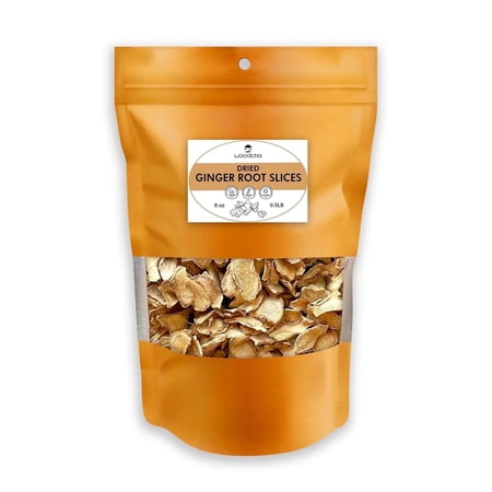 Woodcha Dried Ginger Root Slices, Dehydrated Ginger For Tea, Ginger Minced, Dried Ginger Slices No Sugar, Dry Ginger Root Organic, Food Spice (8oz)