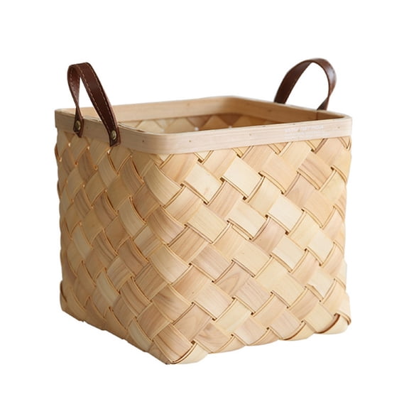 Woodchip Basket With Handles Empty Baskets For Wicker Baskets For Display Snack Pantry Organization Wedding Flower Plant