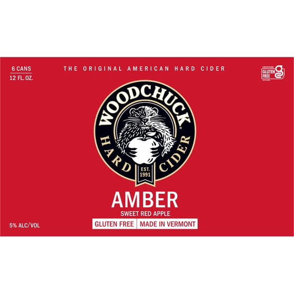 Woodchuck Amber Hard Cider, 6 pack, 12FL. OZ. Can, 5% ABV
