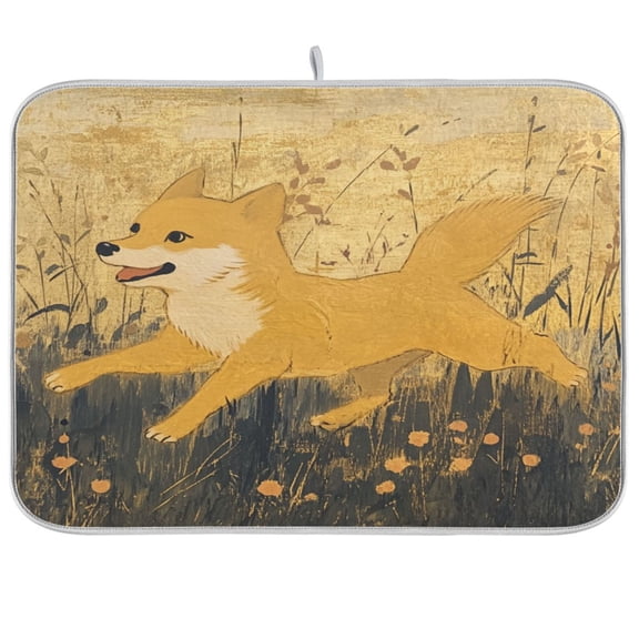 Woodchuck Runs Happily Among The FlowersKitchen Drying Mat Heat Resistant Drainage with Non-Slip Rubber Backing Hides Stains Super Absorbent Easy to Clean 1824in