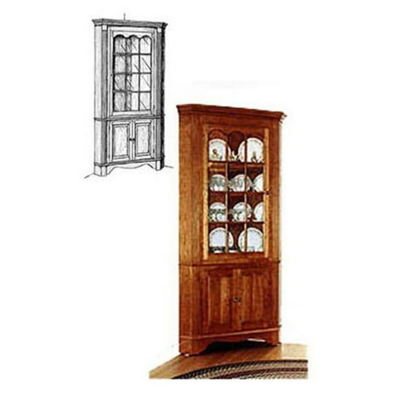 Woodcraft Project Paper Plan To Build Colonial Corner Cabinet - Material Not Included