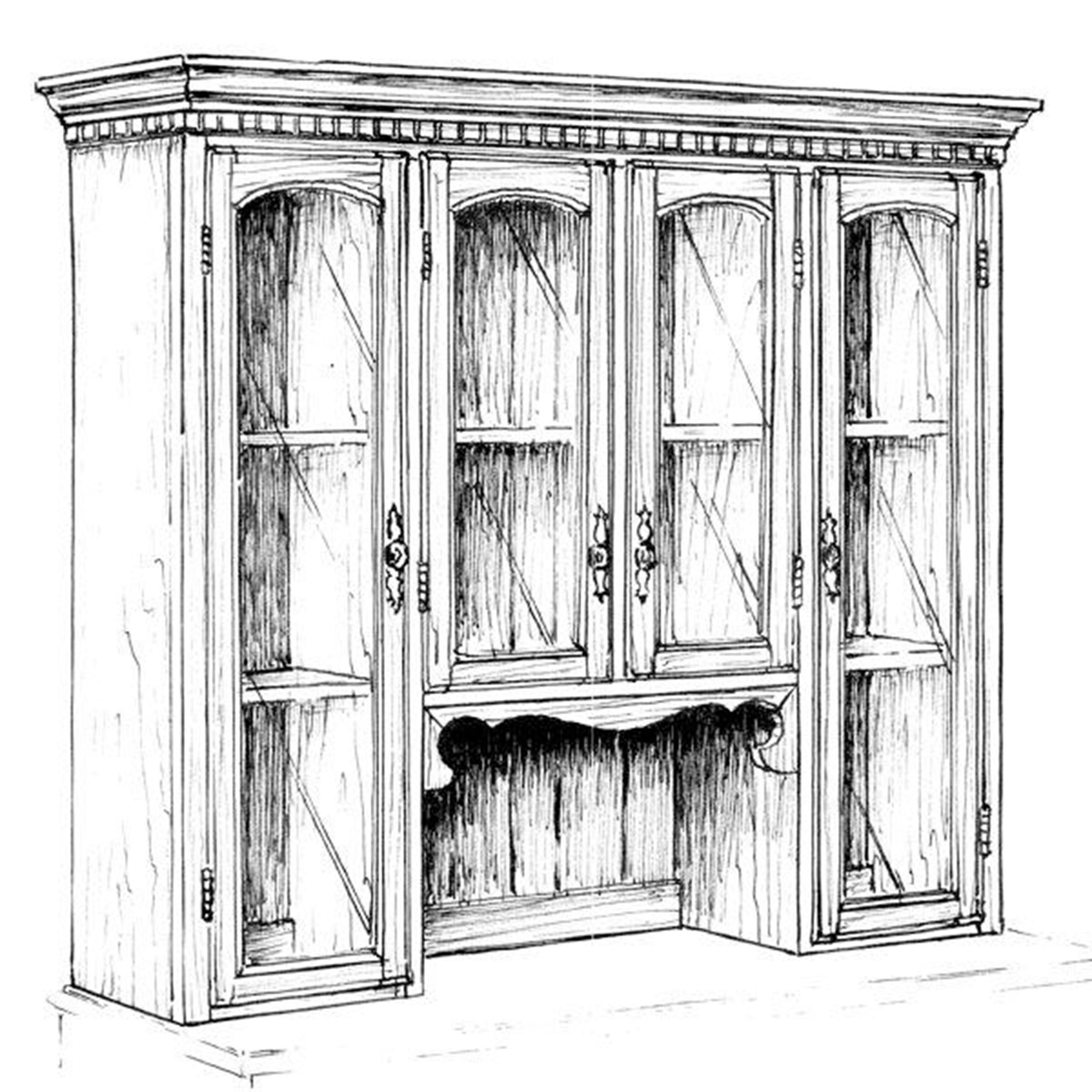 Woodcraft Project Paper Plan To Build Large Hutch - Material Not Included
