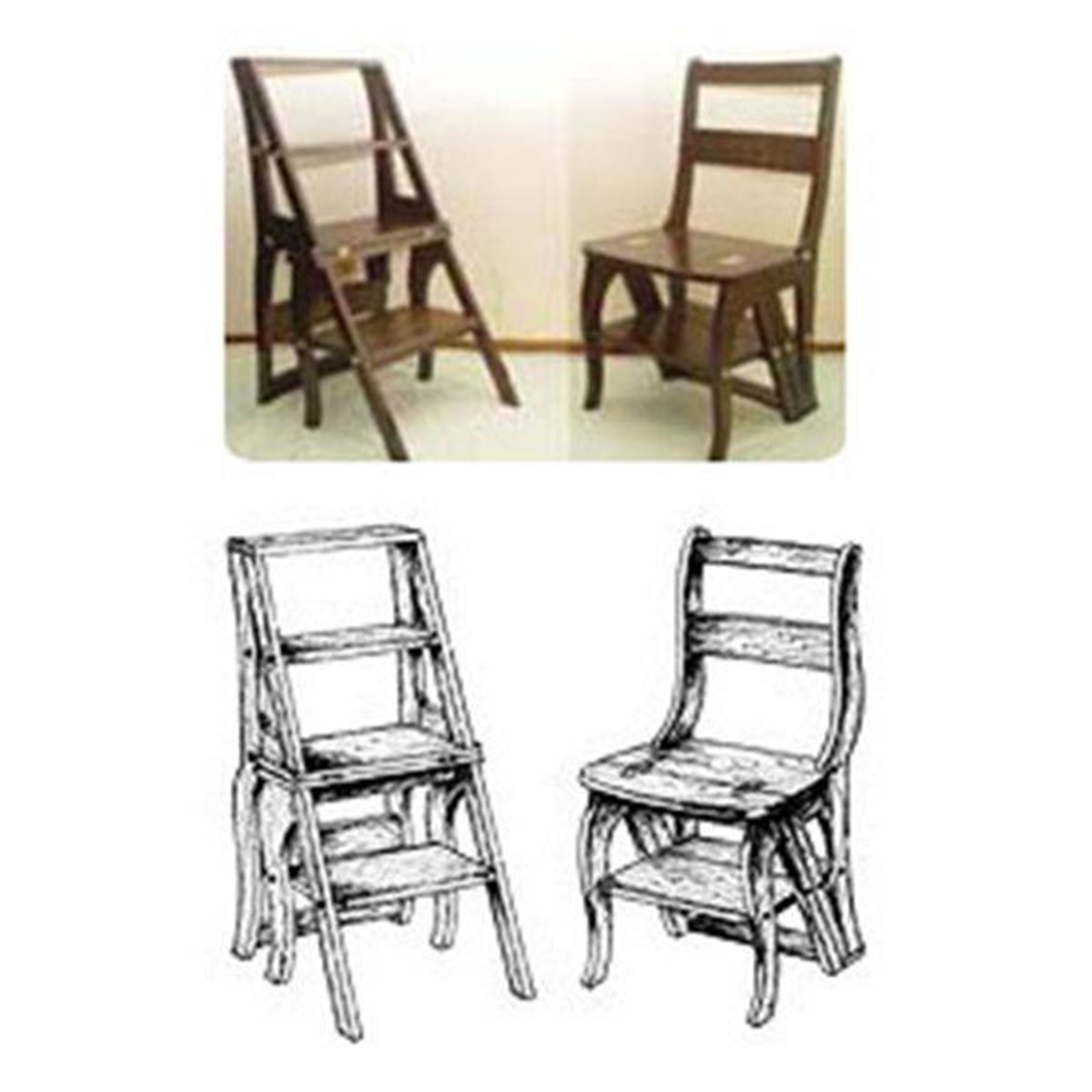 Woodcraft Project Paper Plan to Build Library Step Stool-Chair - Material Not Included