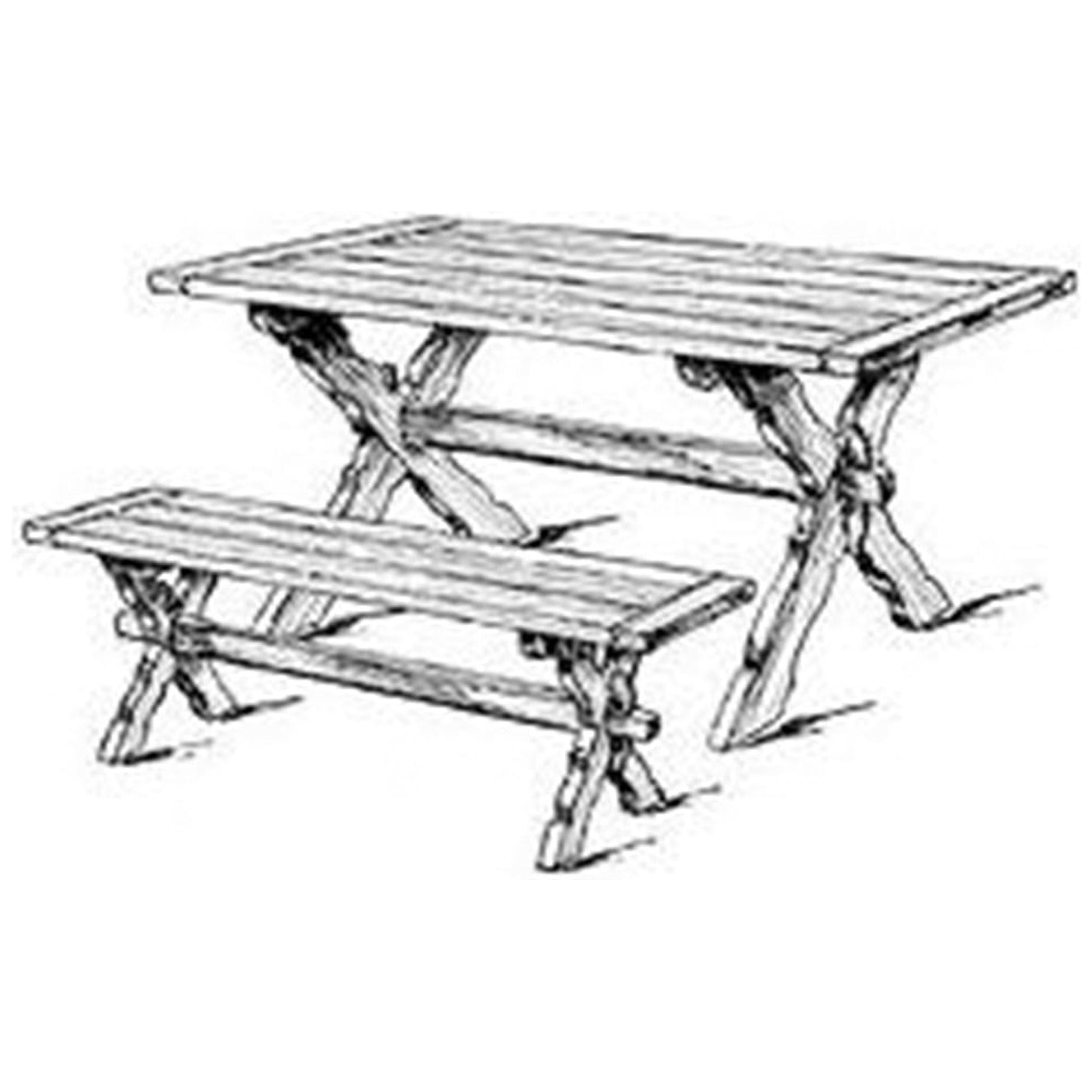 Woodcraft Project Paper Plan to Build Sawbuck Bench and Table