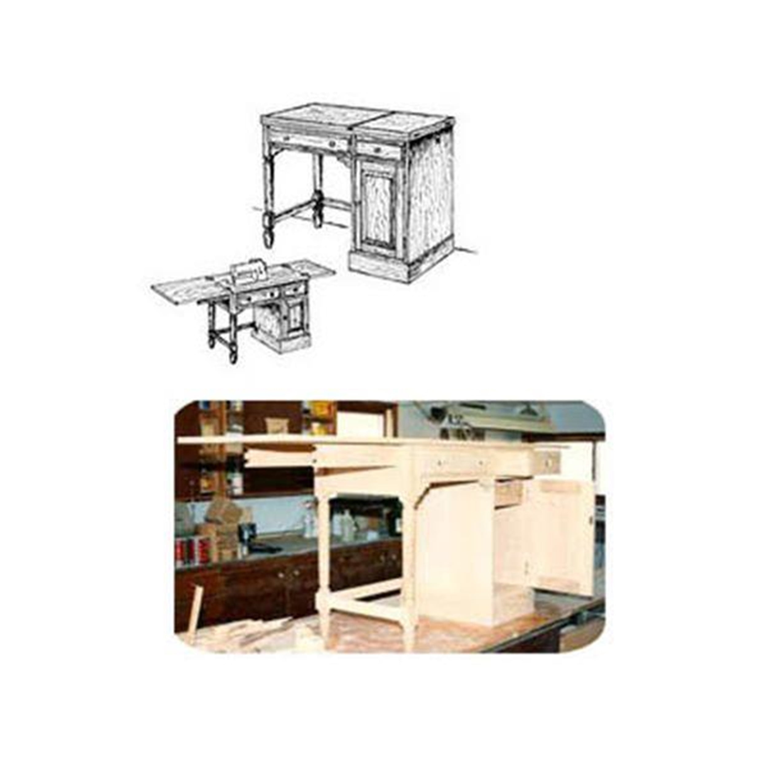 Woodcraft Project Paper Plan To Build Sewing Desk - Material Not Included