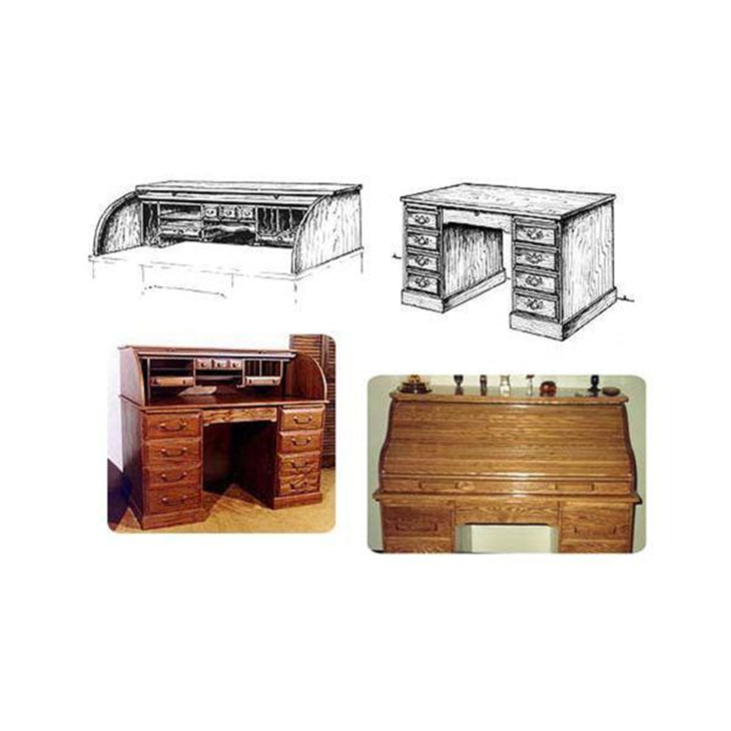 Woodcraft Project Paper Plan to Build Twin Tambor Roll Top Desk - Material Not Included