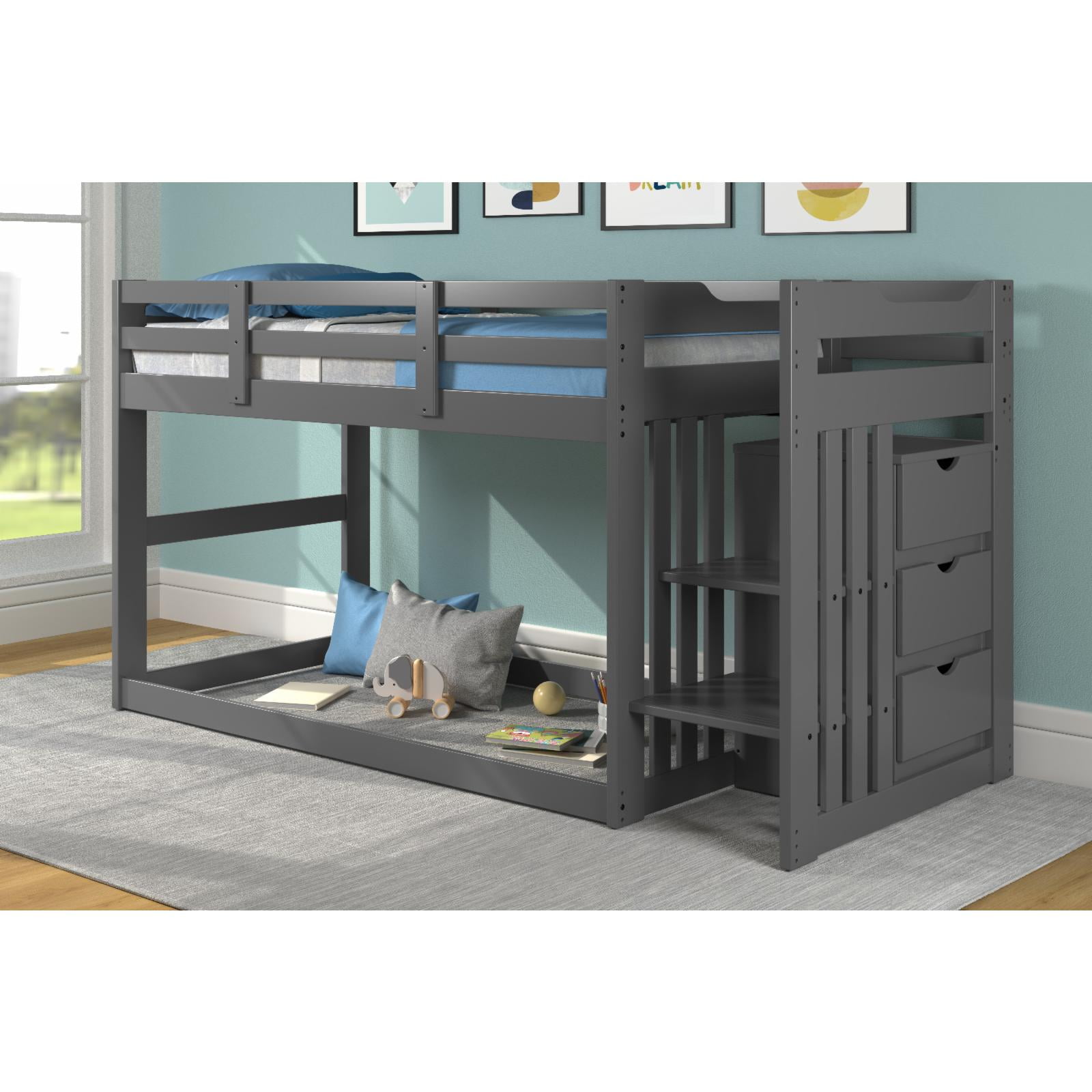 Woodcrest Twin/Twin Stair Bunk Bed with Storage Cocoa