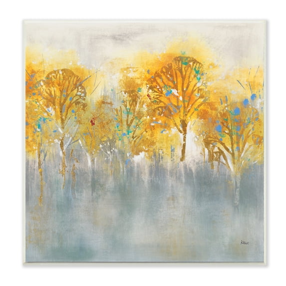 Stupell Industries Wooded Grey Landscape Abstraction Orange Trees,12 x 12,Designed by K. Nari