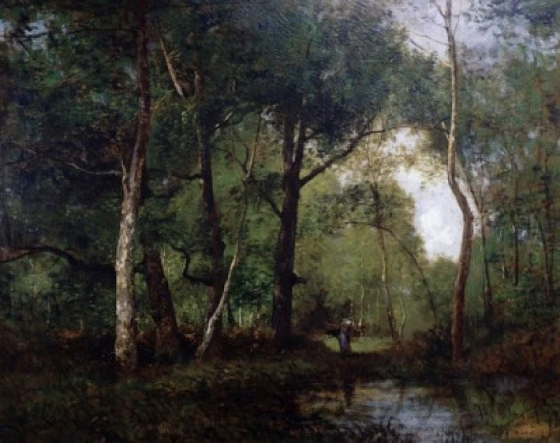 Wooded Landscape Leon Richet (1847-1907 French) Canvas Art - Leon Richet (24 x 36)