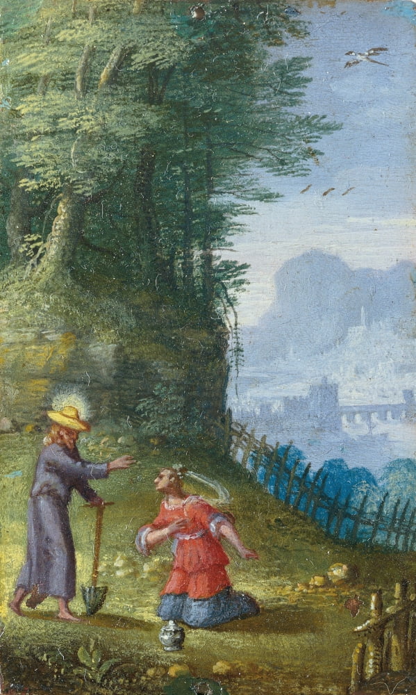 Wooded Landscape With Christ Appearing To Mary Magdalene As A Gardener Canvas Art - (18 x 24)