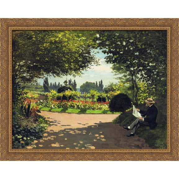 Wooded Path 34x28 Large Gold Ornate Wood Framed Canvas Art by Claude Monet