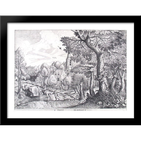 Wooded Region 36x28 Large Black Wood Framed Print Art by Pieter Bruegel the Elder