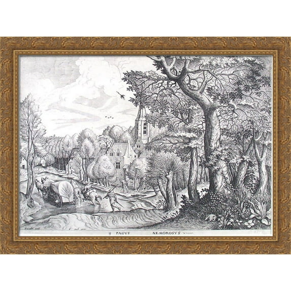Wooded Region 36x28 Large Gold Ornate Wood Framed Canvas Art by Pieter Bruegel the Elder