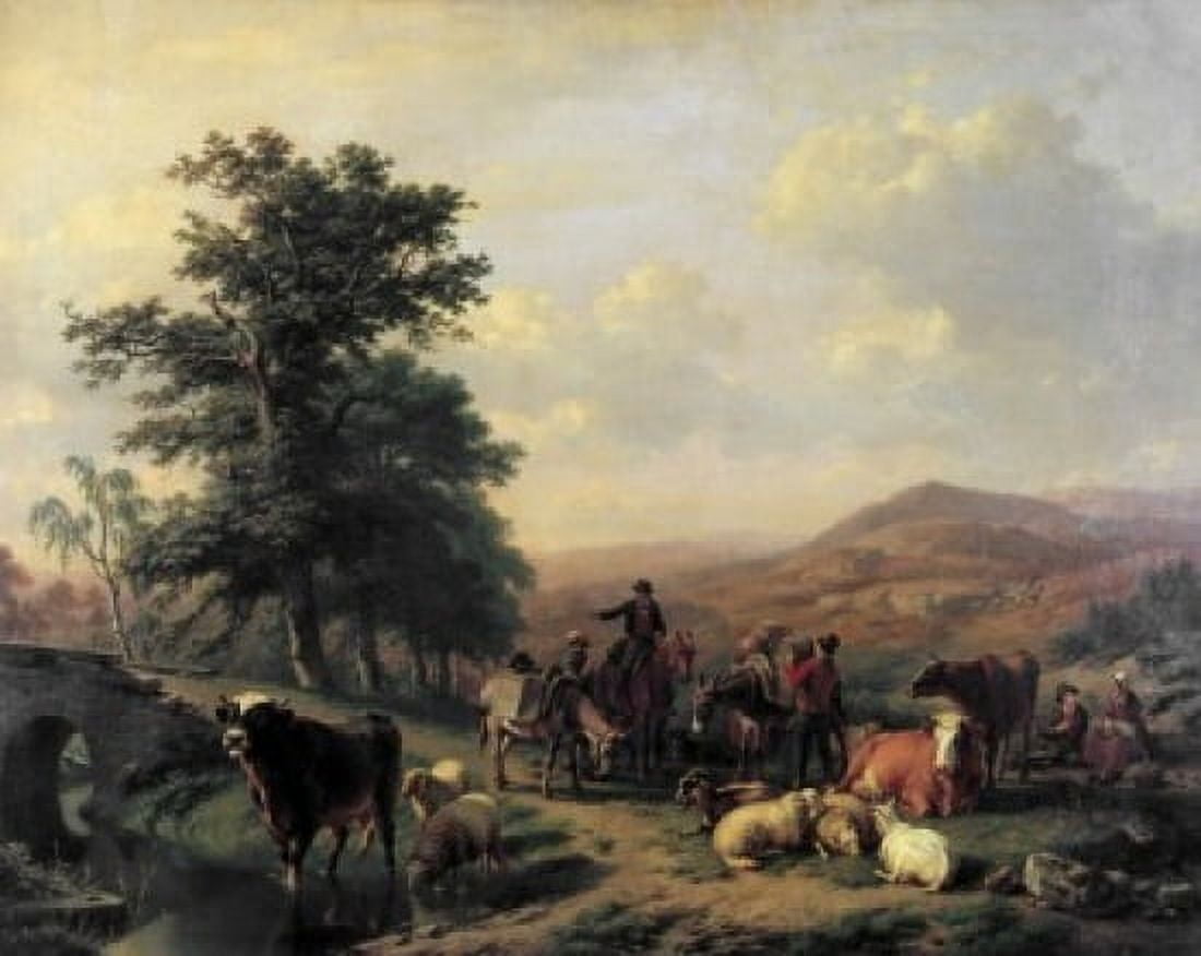 Wooded River Landscape EugÔø?ne Verboeckhoven (1799-1881 Belgian) Canvas Art - Eugene Verboeckhoven (18 x 24)