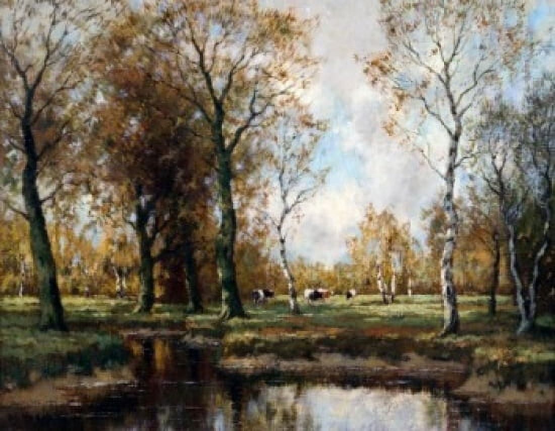 Wooded River Landscape Hendricks Willhem (19th CDutch) Canvas Art - Willhem Hendricks (24 x 36)