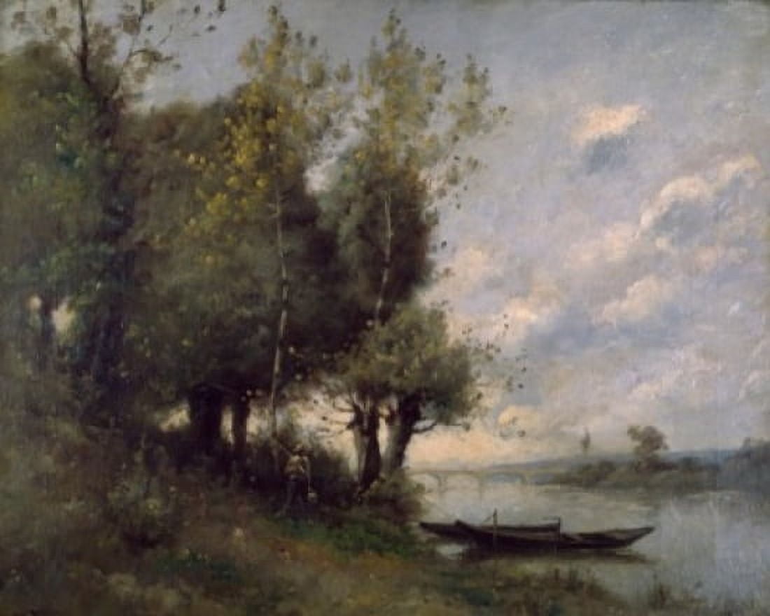 Wooded River Landscape by Paul Desire Trouillebert (1829-1900) Canvas Art - Paul Desire Trouillebert (24 x 36)