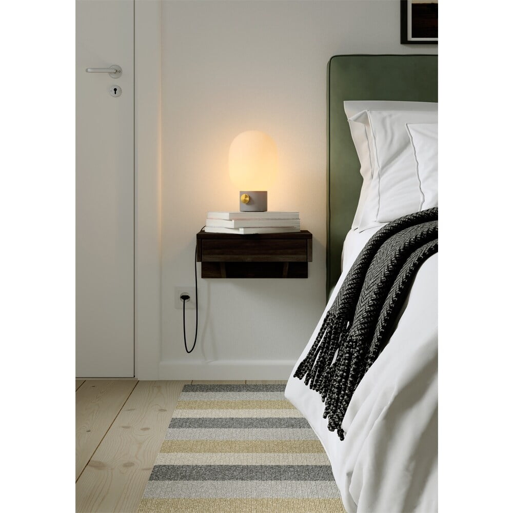 Woodek Black Floating Bedside Table with Drawer Solid Beech Wood Sleek
