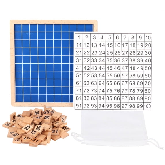 Wooden 1-100 Number Board, Montessori Math Grid Puzzle, Interactive Counting Chart for Educational Settings
