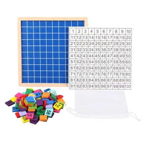 Wooden 1-100 Number Board, Montessori Math Grid Puzzle, Interactive Counting Chart for Educational Settings