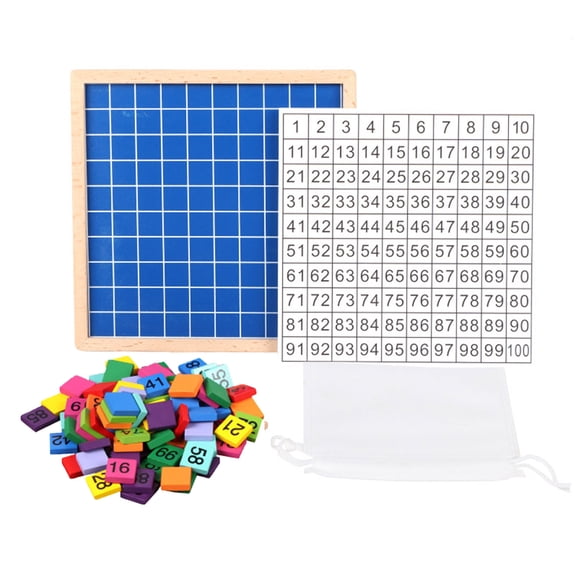 Wooden 1-100 Number Board, Montessori Math Grid Puzzle, Interactive Counting Chart for Educational Settings