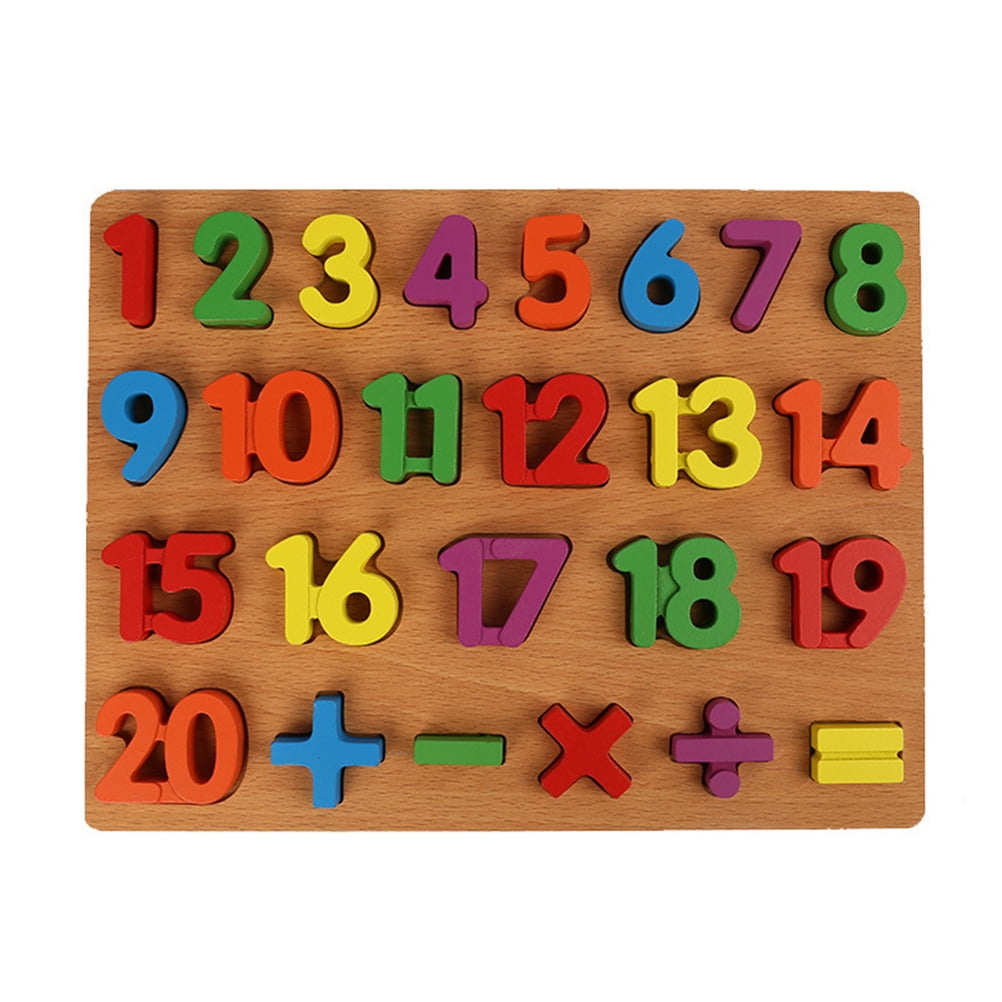 Wooden 1-20 Number Puzzle Board Children's Digital Letters Hand ...