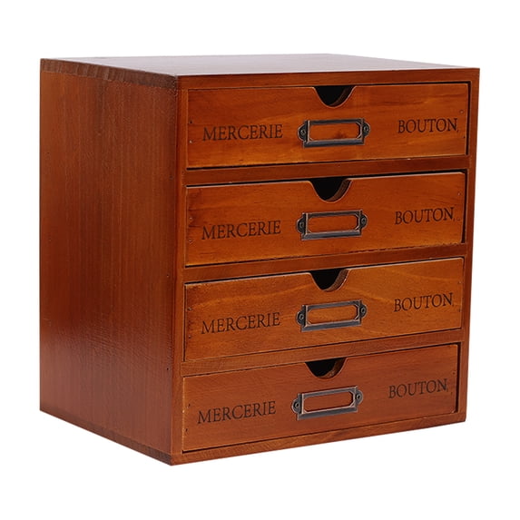 Wooden 15 Drawers Card Drawer Organizer with Catalog Desktop Drawer Organizer, Card Catalog Wooden Desktop Organizer, Tea Coffee Storage Tool