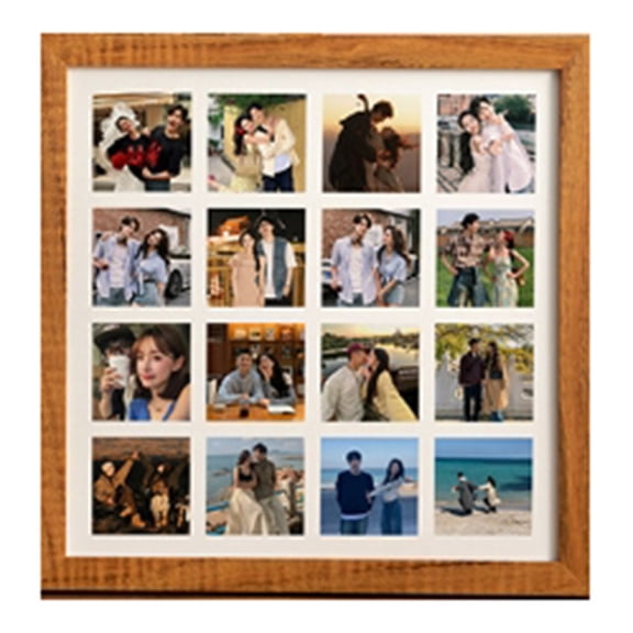Wooden 16 Grid Photo Frame for Displaying Multiple Photos and Memories