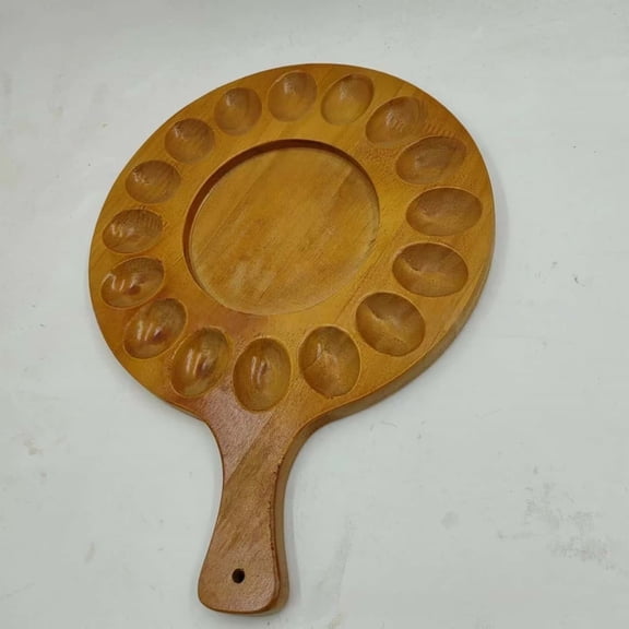 Wooden 16-Slot Egg Platter – Dual-Use Egg Holder & Serving Board for Kitchen Countertops & Holiday Gatherings (15.7in, Pine Wood)