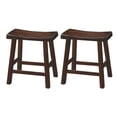 thumbnail image 1 of Wooden 18" Counter Height Stool with Saddle Seat, Distressed Cherry, Set Of 2 - Saltoro Sherpi, 1 of 5