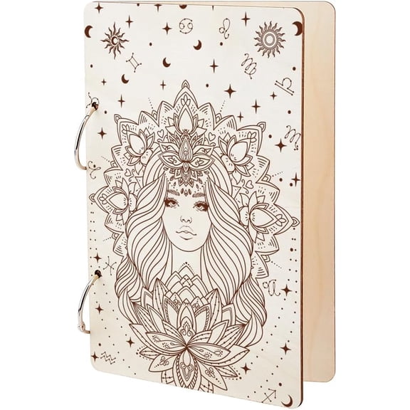 Wooden 2-Ring Loose Leaf Binder Postcard Phote Album Cover Goddess 240x160x2.5mm Hole: 5mm 2pcs/set