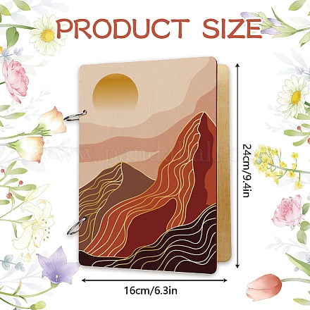 Wooden 2-Ring Loose Leaf Binder Postcard Phote Album Cover Mountain 240x160x2.5mm Hole: 5mm 2pcs/set 1 Set
