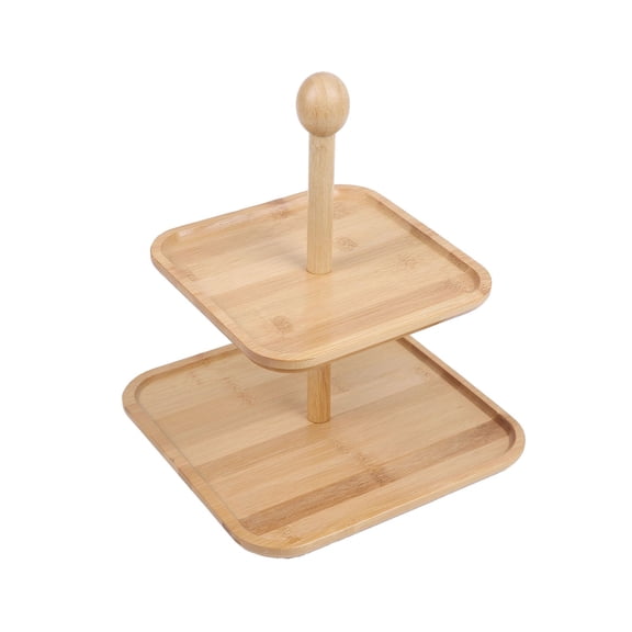 Wooden 2-Tier Cupcake Stand Tiered Dessert Tower for Parties Weddings Events Display Shelf with Detachable Trays and Easy Assembly for Celebrations and Catering